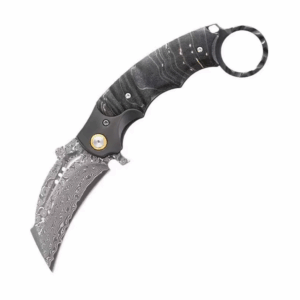 Camping Pocket Folding Knife - Damascus Pattern Steel - Pocket Utility Tool - Style 3086