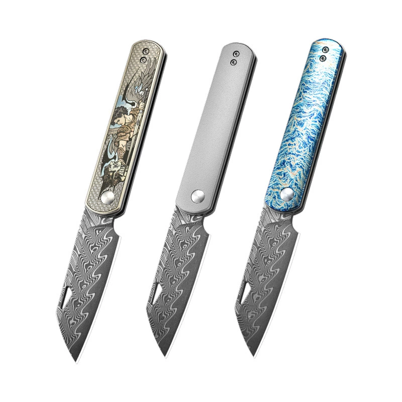 outdoor-camping-folding-pocket-knife-damascus-pattern-steel-titanium-handle-pocket-utility-tool-style-7420 Outdoor Camping Folding Pocket Knife - Damascus Pattern Steel, Titanium Handle - Pocket Utility Tool - Style 7420