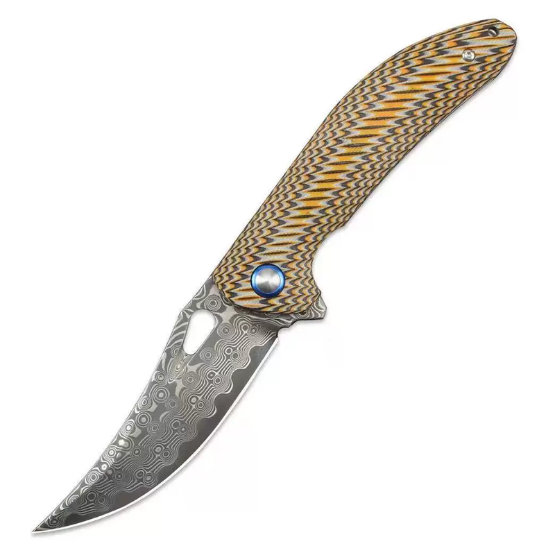 outdoor-edc-pocket-knife-vg10-damascus-blade-gold-textured-g10-handle-style-2683 Outdoor EDC Pocket Knife - VG10 Damascus Blade, Gold Textured G10 Handle - Style 2683