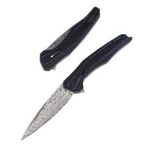 Black and Blue Damascus Outdoor Folding Knife