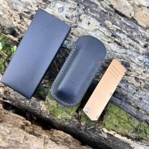 Bronze Handle Outdoor EDC Folding Knife with Sheath