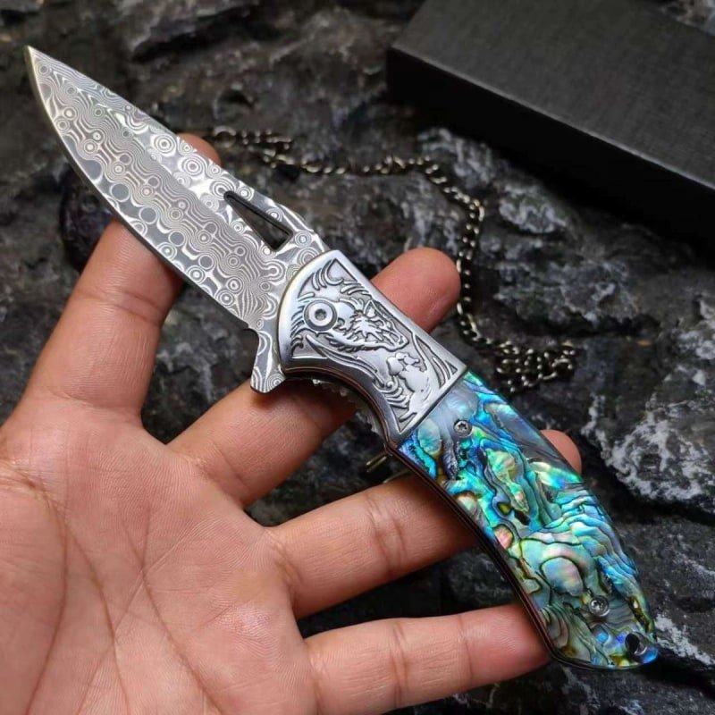 abalone-handle-outdoor-edc-folding-knife Abalone Handle Outdoor EDC Folding Knife