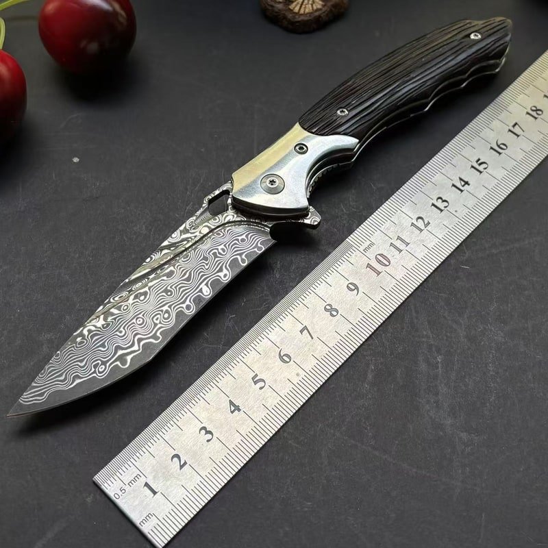 black-wood-handle-outdoor-edc-folding-knife Black Wood Handle Outdoor EDC Folding Knife