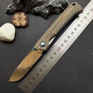 Gold Pattern Handle Outdoor EDC Folding Knife