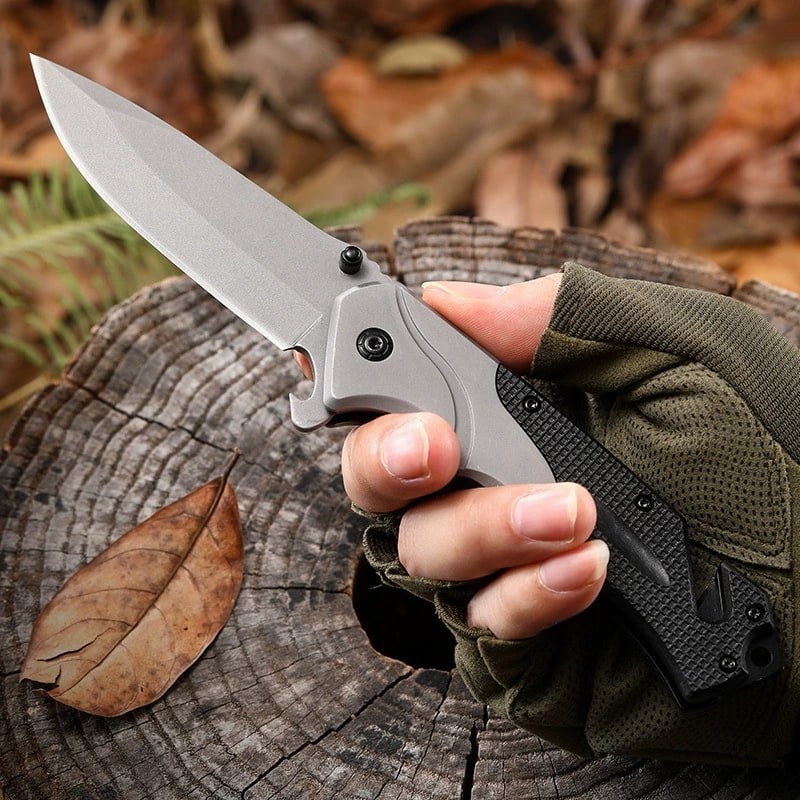 grey-handle-outdoor-edc-folding-knife-2 Grey Handle Outdoor EDC Folding Knife