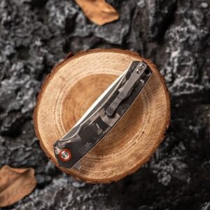 Outdoor EDC Folding Knife with Dark Handle