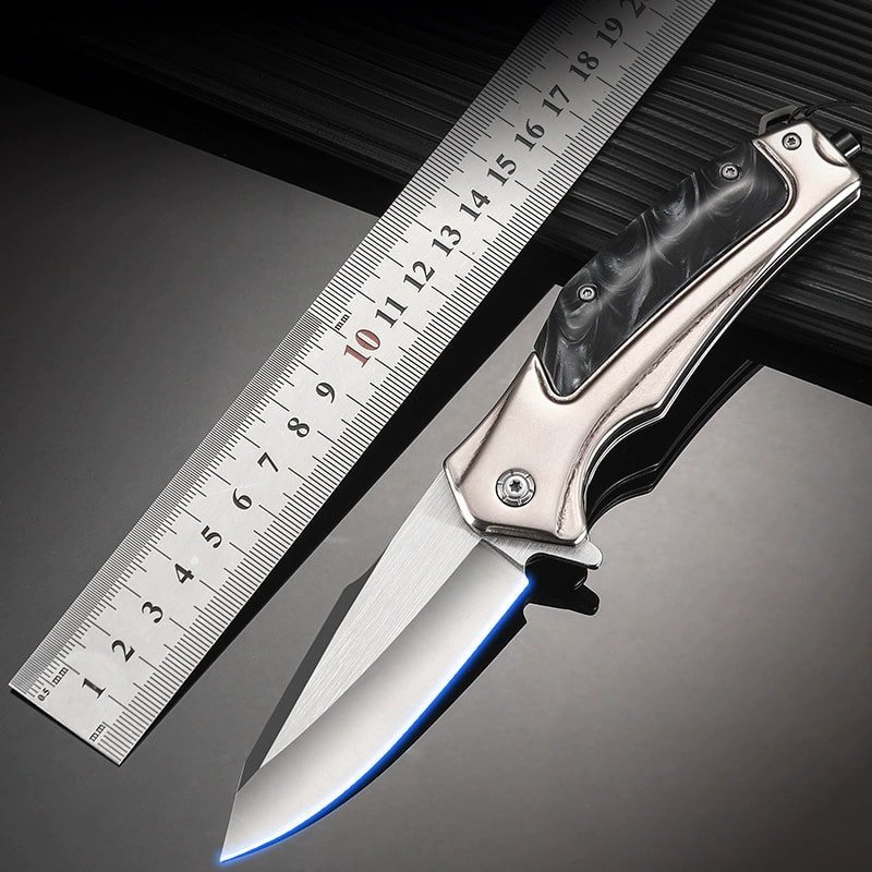 steel-handle-outdoor-edc-folding-knife Steel Handle Outdoor EDC Folding Knife