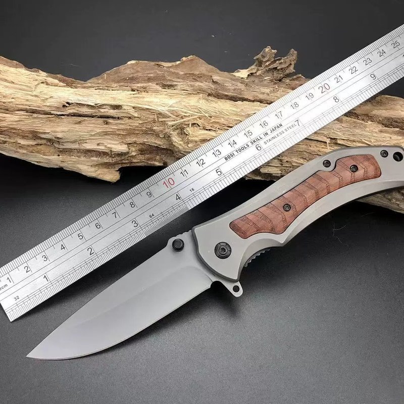 outdoor-edc-folding-knife-with-wood-handle Outdoor EDC Folding Knife with Wood Handle