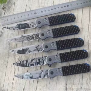 Outdoor EDC Folding Knife Set with Dark Handles