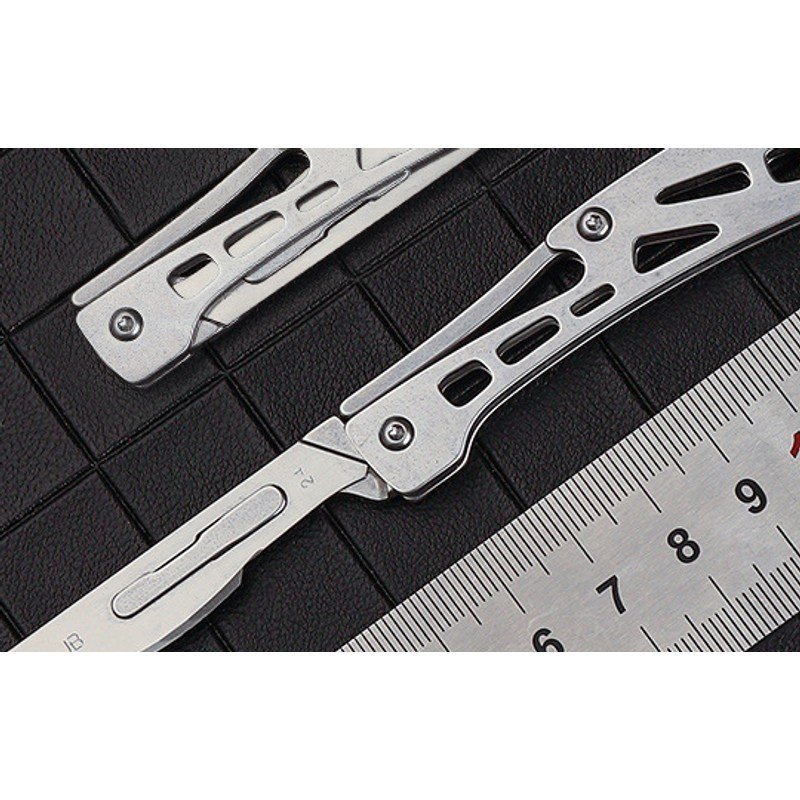 silver-skeleton-handle-outdoor-edc-folding-knife-pair Silver Skeleton Handle Outdoor EDC Folding Knife Pair