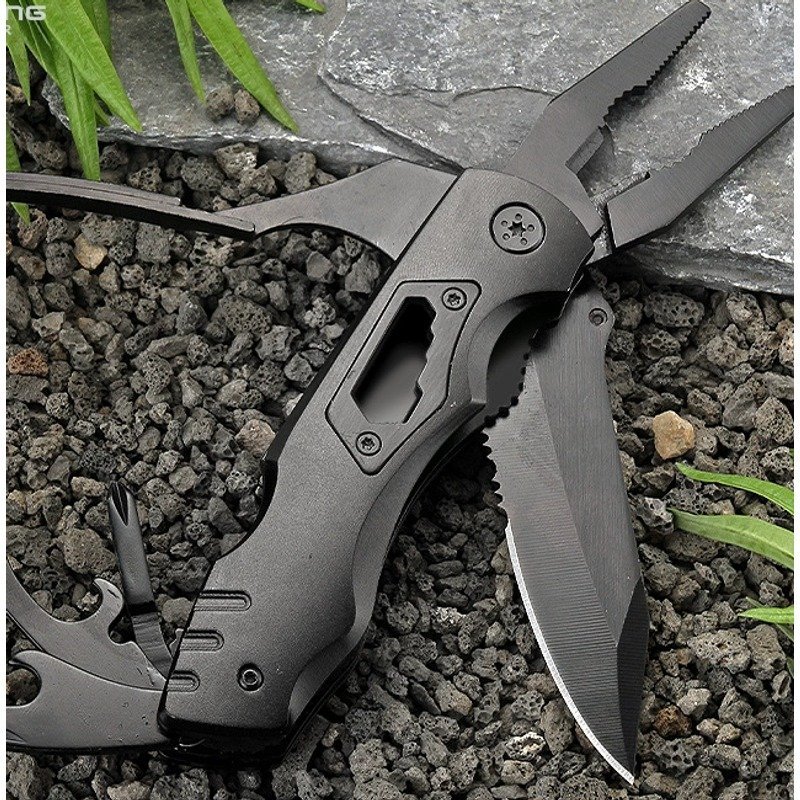 black-multi-tool-folding-utility-knife-pliers Black Multi-Tool Folding Utility Knife Pliers