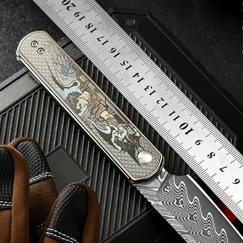 engraved-handle-outdoor-edc-folding-knife-4 Engraved Handle Outdoor EDC Folding Knife