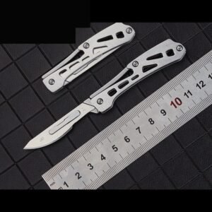 Slim Silver Outdoor Utility Folding Knife Pair
