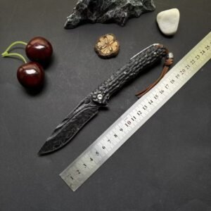Black Textured Outdoor Folding Knife