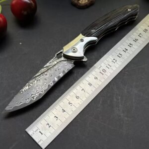 Black Wood Handle Outdoor Folding Knife