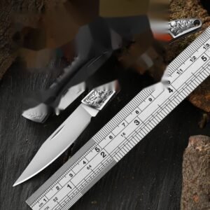 Wood Trim Outdoor Folding Knife Pair