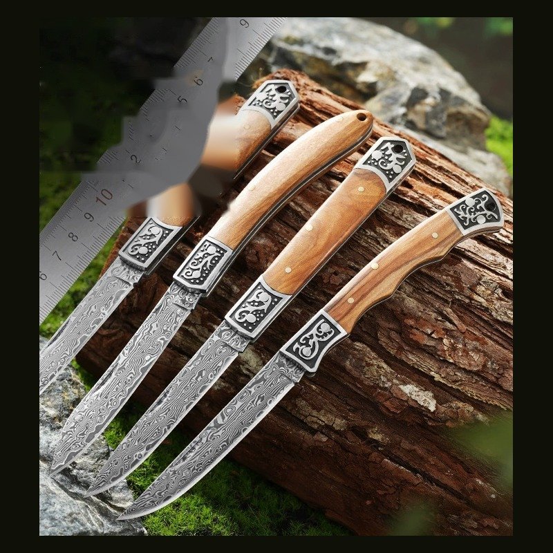wood-handle-outdoor-folding-knife-set-2 Wood Handle Outdoor Folding Knife Set