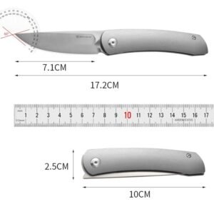 Silver Stonewashed Outdoor EDC Folding Knife