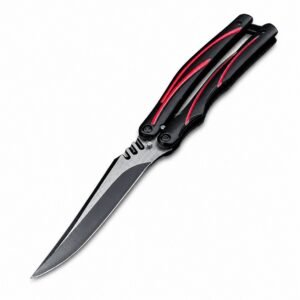 Unique Black-and-Red Handle Flipper Folding Knife