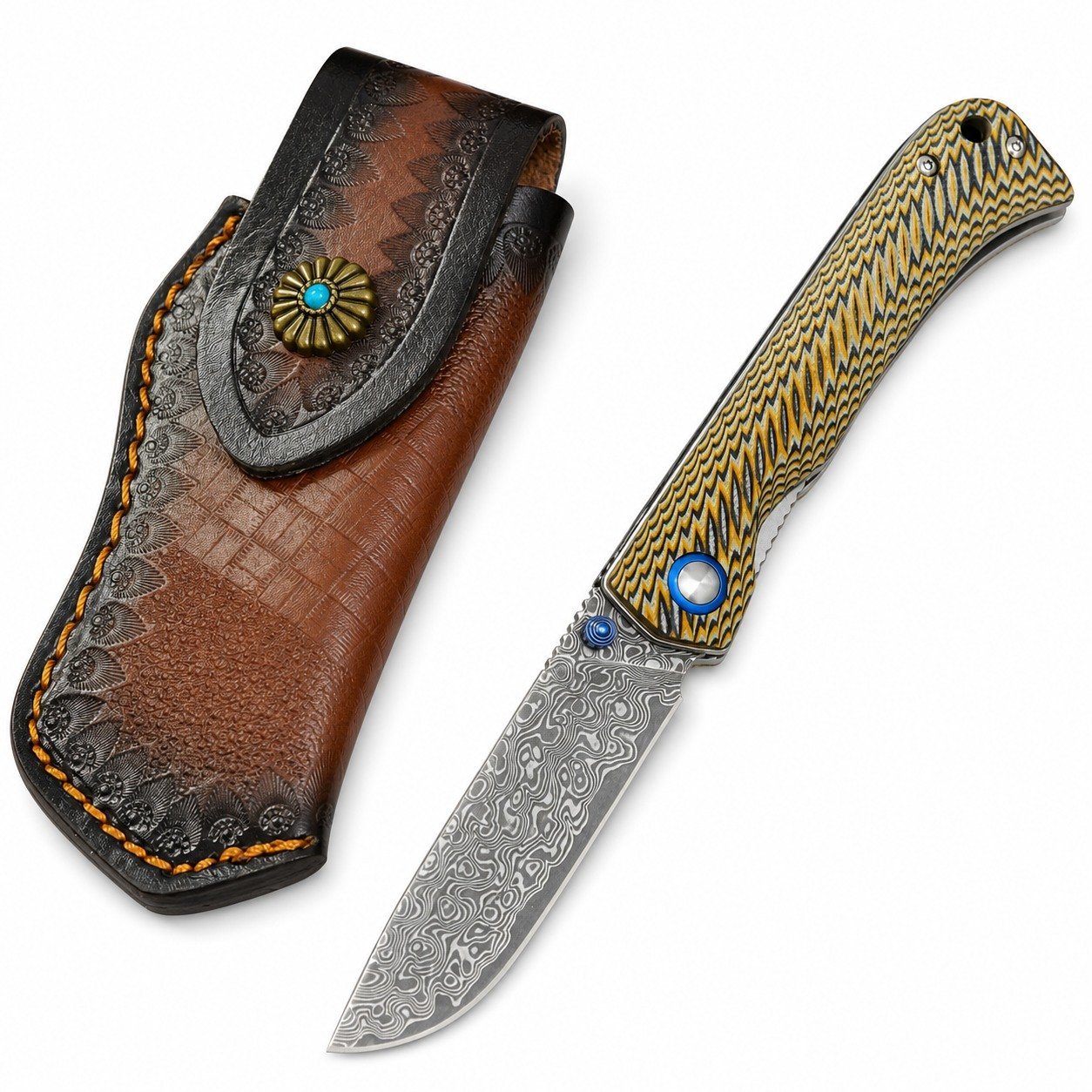 48112-main-white-clean.jpg The Winged Bird Breaks The Great Damascus Folding Knife
