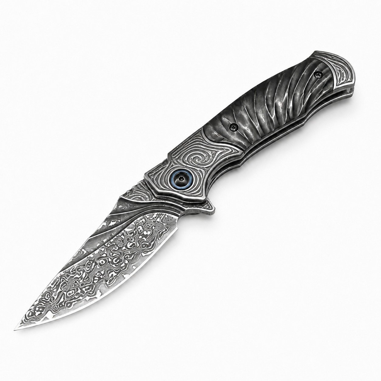 48828-main-white-clean.jpg The Black Scorpion Of The Desire For Fire Is Broken By The Great Damascus Folding Knife